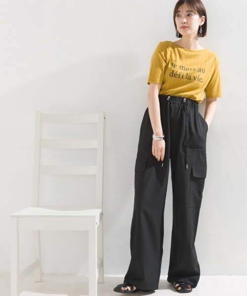 OMNES（オムネス）の「エステルリネンライクドロストワークパンツ（その他パンツ・レディース・ブラック/アイボリー/カーキ/グレイッシュベージュ・FREE）」の14枚目の写真