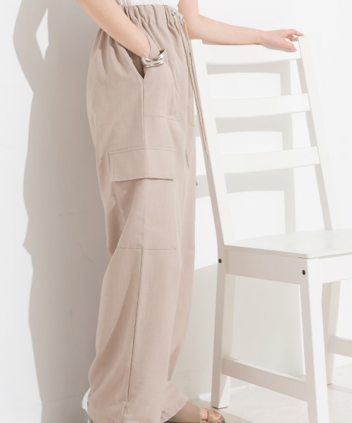 OMNES（オムネス）の「エステルリネンライクドロストワークパンツ（その他パンツ・レディース・ブラック/アイボリー/カーキ/グレイッシュベージュ・FREE）」の18枚目の写真