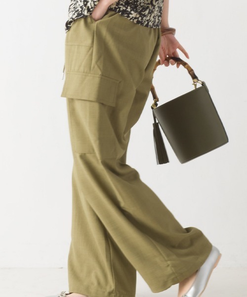 OMNES（オムネス）の「エステルリネンライクドロストワークパンツ（その他パンツ・レディース・ブラック/アイボリー/カーキ/グレイッシュベージュ・FREE）」の11枚目の写真