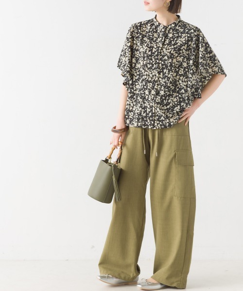 OMNES（オムネス）の「エステルリネンライクドロストワークパンツ（その他パンツ・レディース・ブラック/アイボリー/カーキ/グレイッシュベージュ・FREE）」の7枚目の写真