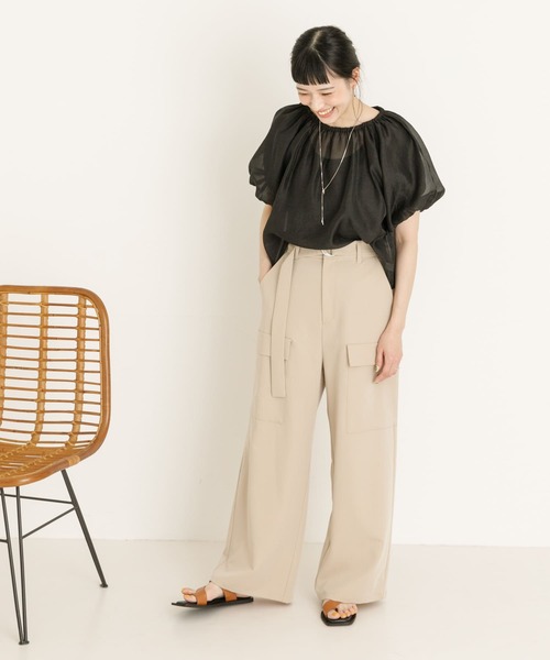 UR Lab.（アーバンリサーチラボ）の「ギャザーシアーブラウス（シャツ/ブラウス・レディース・グレー/ブラック/アイボリー・FREE）」の12枚目の写真