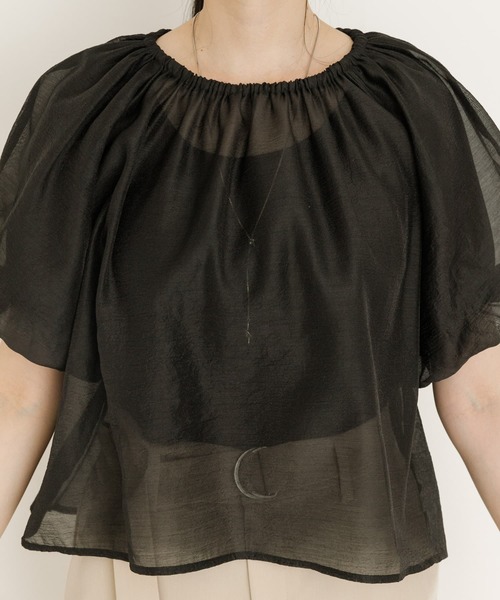 UR Lab.（アーバンリサーチラボ）の「ギャザーシアーブラウス（シャツ/ブラウス・レディース・グレー/ブラック/アイボリー・FREE）」の20枚目の写真