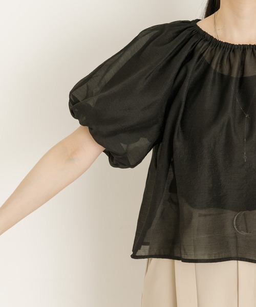 UR Lab.（アーバンリサーチラボ）の「ギャザーシアーブラウス（シャツ/ブラウス・レディース・グレー/ブラック/アイボリー・FREE）」の21枚目の写真