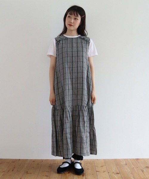 bulle de savon（ビュルデサボン）の「Linen check tuck mini frill 