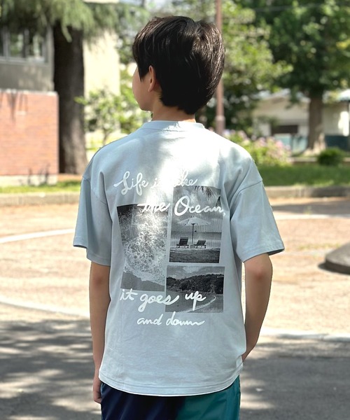 GLAZOS（グラソス）の「【接触冷感】裾レイヤードプリント半袖Tシャツ（Tシャツ/カットソー・キッズ・ライトブルー/イエロー/チャコールグレー/ホワイト・160cm/150cm/140cm/170cm）」の3枚目の写真