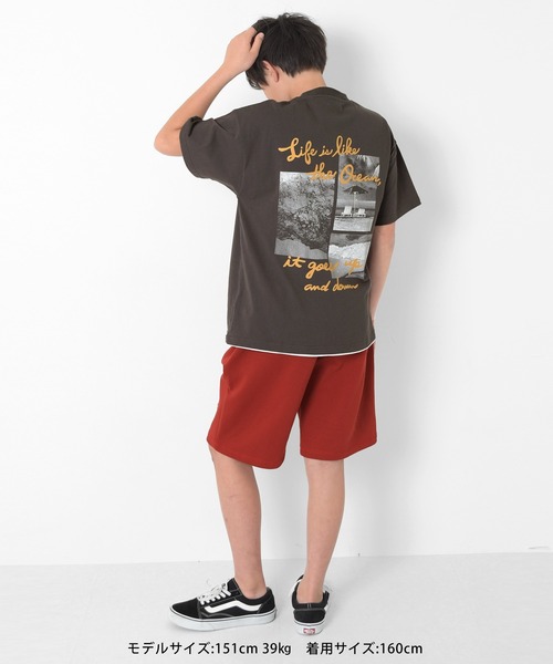 GLAZOS（グラソス）の「【接触冷感】裾レイヤードプリント半袖Tシャツ（Tシャツ/カットソー・キッズ・ライトブルー/イエロー/チャコールグレー/ホワイト・160cm/150cm/140cm/170cm）」の8枚目の写真