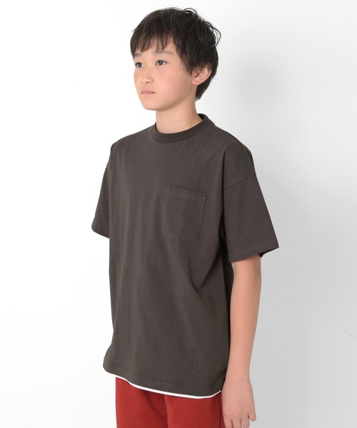 GLAZOS（グラソス）の「【接触冷感】裾レイヤードプリント半袖Tシャツ（Tシャツ/カットソー・キッズ・ライトブルー/イエロー/チャコールグレー/ホワイト・160cm/150cm/140cm/170cm）」の9枚目の写真