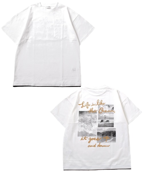 GLAZOS（グラソス）の「【接触冷感】裾レイヤードプリント半袖Tシャツ（Tシャツ/カットソー・キッズ・ライトブルー/イエロー/チャコールグレー/ホワイト・160cm/150cm/140cm/170cm）」の7枚目の写真