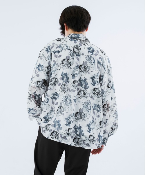 Ellno Loset(エルノロゼット)の「フラワージャガードシアーシャツ(シャツ/ブラウス・メンズ・ダークブルー/オフホワイト・LARGE/SMALL/MEDIUM)」の9枚目の写真