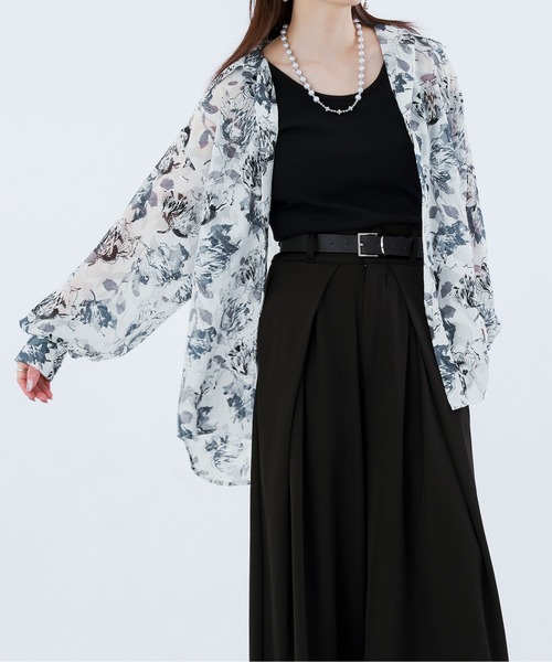 Ellno Loset(エルノロゼット)の「フラワージャガードシアーシャツ(シャツ/ブラウス・メンズ・ダークブルー/オフホワイト・LARGE/SMALL/MEDIUM)」の15枚目の写真