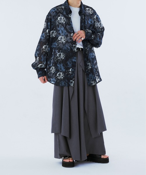 Ellno Loset(エルノロゼット)の「フラワージャガードシアーシャツ(シャツ/ブラウス・メンズ・ダークブルー/オフホワイト・LARGE/SMALL/MEDIUM)」の20枚目の写真