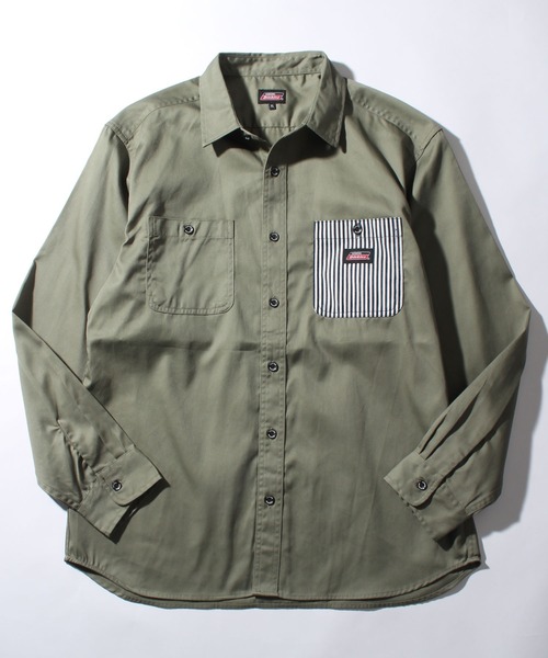 Dickies(ディッキーズ)の「【GENUINE DICKIES/ジェニュインディッキーズ】T/Cツイル ワークシャツ(シャツ/ブラウス・メンズ・ネイビー系/インディゴブルー/ベージュ/ブラック/オリーブ・L/XL/M)」の3枚目の写真