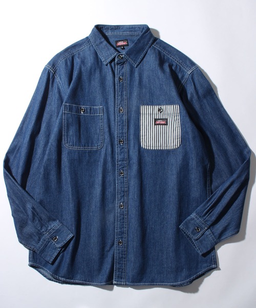 Dickies(ディッキーズ)の「【GENUINE DICKIES/ジェニュインディッキーズ】T/Cツイル ワークシャツ(シャツ/ブラウス・メンズ・ネイビー系/インディゴブルー/ベージュ/ブラック/オリーブ・L/XL/M)」の4枚目の写真