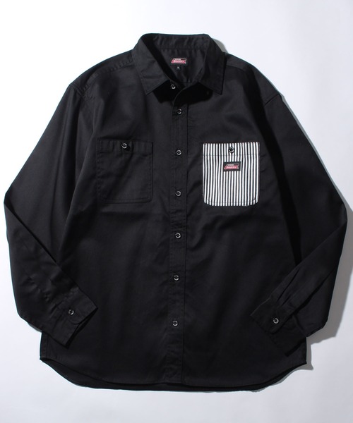 Dickies(ディッキーズ)の「【GENUINE DICKIES/ジェニュインディッキーズ】T/Cツイル ワークシャツ(シャツ/ブラウス・メンズ・ネイビー系/インディゴブルー/ベージュ/ブラック/オリーブ・L/XL/M)」の2枚目の写真