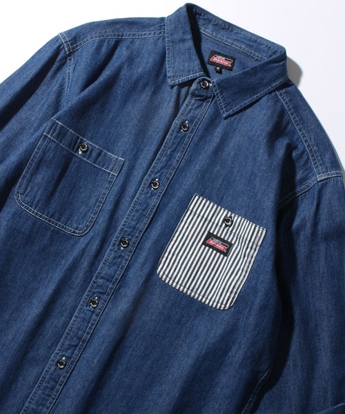 Dickies(ディッキーズ)の「【GENUINE DICKIES/ジェニュインディッキーズ】T/Cツイル ワークシャツ(シャツ/ブラウス・メンズ・ネイビー系/インディゴブルー/ベージュ/ブラック/オリーブ・L/XL/M)」の17枚目の写真