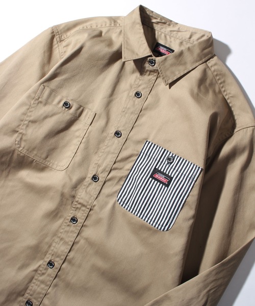 Dickies(ディッキーズ)の「【GENUINE DICKIES/ジェニュインディッキーズ】T/Cツイル ワークシャツ(シャツ/ブラウス・メンズ・ネイビー系/インディゴブルー/ベージュ/ブラック/オリーブ・L/XL/M)」の15枚目の写真