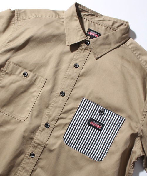Dickies(ディッキーズ)の「【GENUINE DICKIES/ジェニュインディッキーズ】T/Cツイル ワークシャツ(シャツ/ブラウス・メンズ・ネイビー系/インディゴブルー/ベージュ/ブラック/オリーブ・L/XL/M)」の6枚目の写真