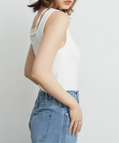 RETRO GIRL(レトロガール)の「デザインカップ付タンク(タンクトップ・レディース・ブラック/ブラウン/ホワイト/オレンジ・FREE)」の6枚目の写真