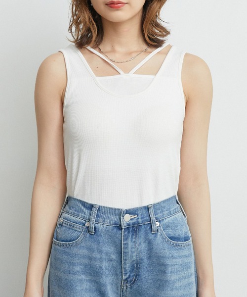 RETRO GIRL(レトロガール)の「デザインカップ付タンク(タンクトップ・レディース・ブラック/ブラウン/ホワイト/オレンジ・FREE)」の5枚目の写真