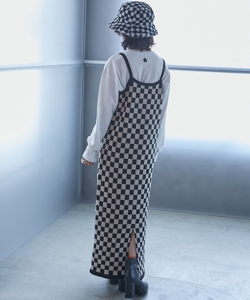 GEVS.（ジェイヴィス）の「＜大きいサイズ＞ チェッカー柄ジャガードニットロングキャミソールワンピース GEVS.（ワンピース・レディース・ブラック系・L/LL/3L/4L/5L/6L/8L/10L）」の21枚目の写真