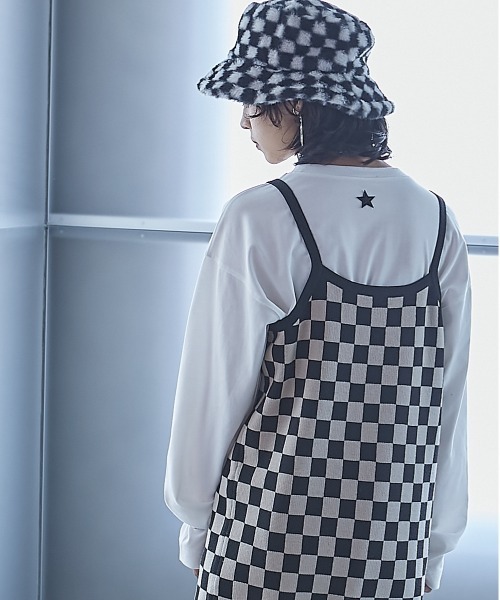 GEVS.（ジェイヴィス）の「＜大きいサイズ＞ チェッカー柄ジャガードニットロングキャミソールワンピース GEVS.（ワンピース・レディース・ブラック系・L/LL/3L/4L/5L/6L/8L/10L）」の11枚目の写真