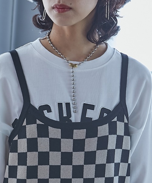 GEVS.（ジェイヴィス）の「＜大きいサイズ＞ チェッカー柄ジャガードニットロングキャミソールワンピース GEVS.（ワンピース・レディース・ブラック系・L/LL/3L/4L/5L/6L/8L/10L）」の15枚目の写真