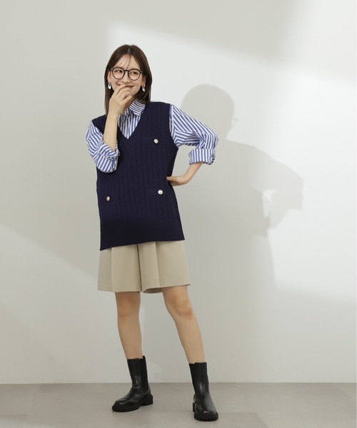 N.Natural beauty basic - Natural Beauty Basic  ゴールドボタンケーブルジレ ベスト 楽天市場】ゴールドボタンケーブルジレ N. Natural Beauty Basic
