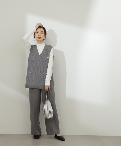 N.（N. Natural Beauty Basic）（エヌエヌナチュラルビューティーベーシック）の「◆ゴールドボタンケーブルジレ（ニット/セーター・レディース・ネイビー/グレー・MEDIUM）」の19枚目の写真