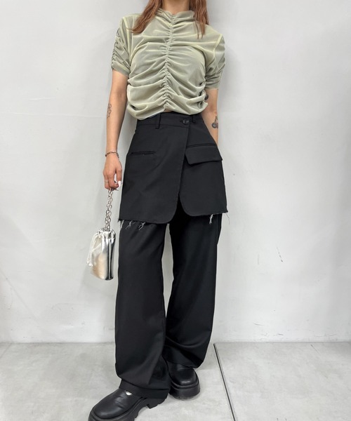 Six M（シックスエム）の「【SixM/シックスエム】ギャザー2WAYトップス（Tシャツ/カットソー・レディース・ブラック/ブルー・FREE）」の15枚目の写真