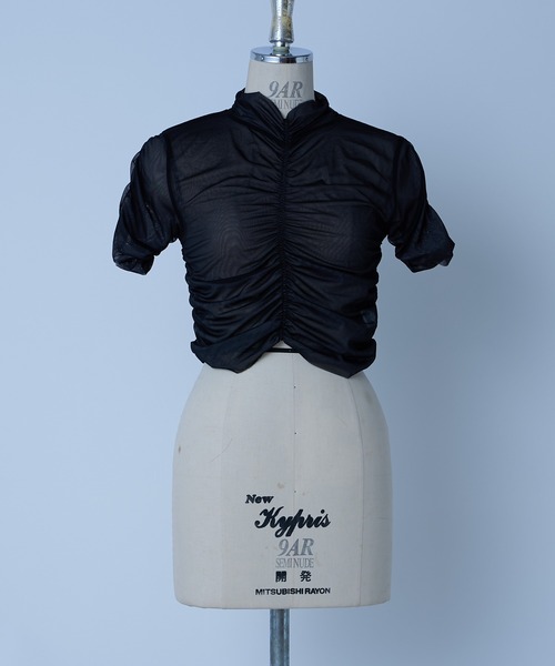 Six M（シックスエム）の「【SixM/シックスエム】ギャザー2WAYトップス（Tシャツ/カットソー・レディース・ブラック/ブルー・FREE）」の9枚目の写真