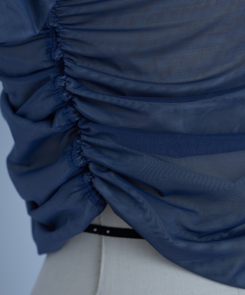 Six M（シックスエム）の「【SixM/シックスエム】ギャザー2WAYトップス（Tシャツ/カットソー・レディース・ブラック/ブルー・FREE）」の22枚目の写真