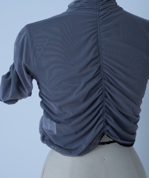 Six M（シックスエム）の「【SixM/シックスエム】ギャザー2WAYトップス（Tシャツ/カットソー・レディース・ブラック/ブルー・FREE）」の21枚目の写真