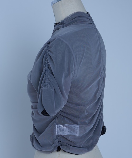 Six M（シックスエム）の「【SixM/シックスエム】ギャザー2WAYトップス（Tシャツ/カットソー・レディース・ブラック/ブルー・FREE）」の20枚目の写真