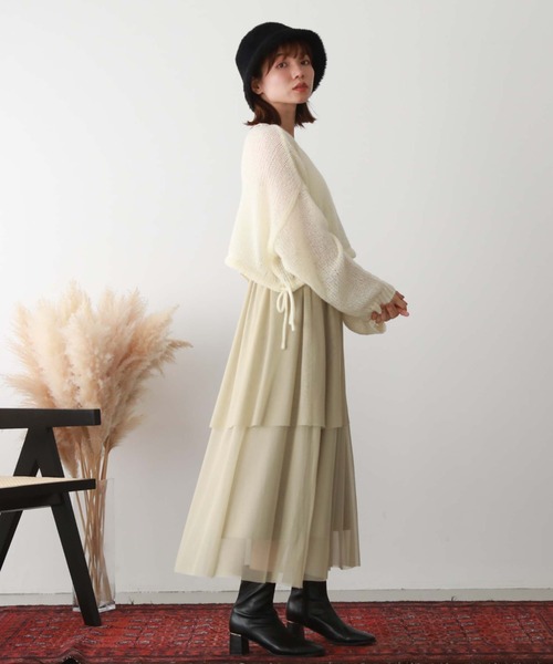 archives（アルシーヴ）の「ドロスト透かし編みニット（ニット/セーター・レディース・ピンク/ブラック/グリーン/ブルー/オフホワイト・MEDIUM）」の14枚目の写真