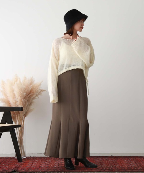 archives（アルシーヴ）の「ドロスト透かし編みニット（ニット/セーター・レディース・ピンク/ブラック/グリーン/ブルー/オフホワイト・MEDIUM）」の11枚目の写真