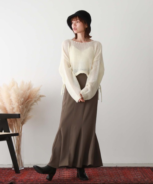 archives（アルシーヴ）の「ドロスト透かし編みニット（ニット/セーター・レディース・ピンク/ブラック/グリーン/ブルー/オフホワイト・MEDIUM）」の10枚目の写真