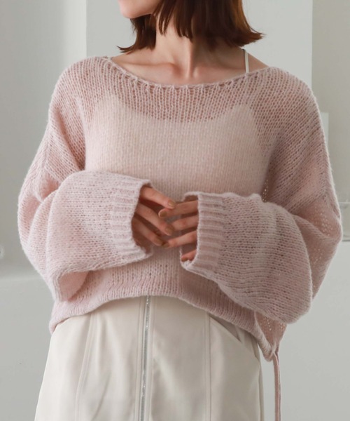 archives（アルシーヴ）の「ドロスト透かし編みニット（ニット/セーター・レディース・ピンク/ブラック/グリーン/ブルー/オフホワイト・MEDIUM）」の15枚目の写真