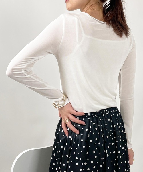 PICCIN(ピッチン)の「シャイニークルーネックカットソー(Tシャツ/カットソー・レディース・オリーブ/ブラック/オフホワイト・M)」の6枚目の写真