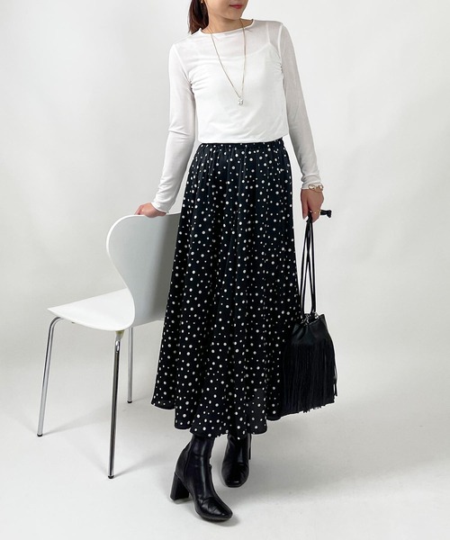PICCIN(ピッチン)の「シャイニークルーネックカットソー(Tシャツ/カットソー・レディース・オリーブ/ブラック/オフホワイト・M)」の7枚目の写真