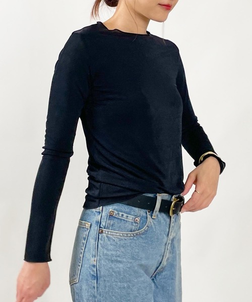 PICCIN(ピッチン)の「シャイニークルーネックカットソー(Tシャツ/カットソー・レディース・オリーブ/ブラック/オフホワイト・M)」の18枚目の写真