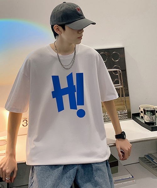 WARAIJOGO（ワライジョウゴ）の「【WARAIJOGO】Hi!プリントオーバーサイズ半袖Tシャツ(NEZ)（Tシャツ/カットソー・メンズ・ホワイト/ブラック・FREE）」の7枚目の写真