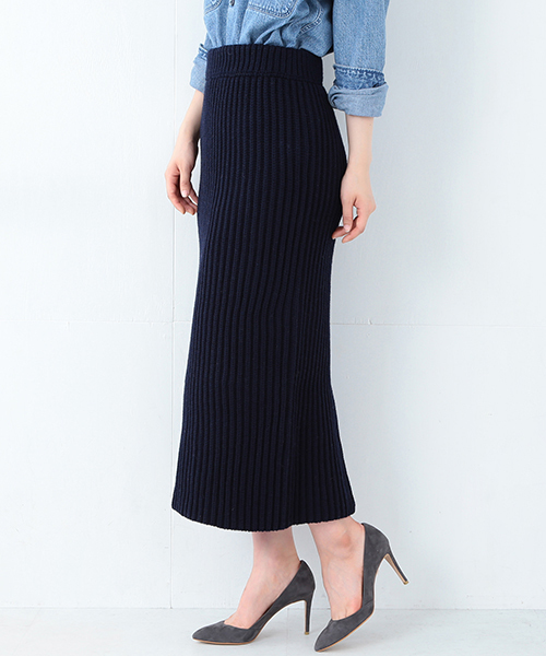 Demi-Luxe BEAMS(デミルクス ビームス)の「●【VERY11月号掲載】MADISONBLUE / リブ タイトロングスカート(スカート・レディース・オフホワイト/ネイビー・0/1)」の7枚目の写真