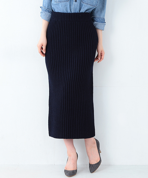 Demi-Luxe BEAMS(デミルクス ビームス)の「●【VERY11月号掲載】MADISONBLUE / リブ タイトロングスカート(スカート・レディース・オフホワイト/ネイビー・0/1)」の14枚目の写真
