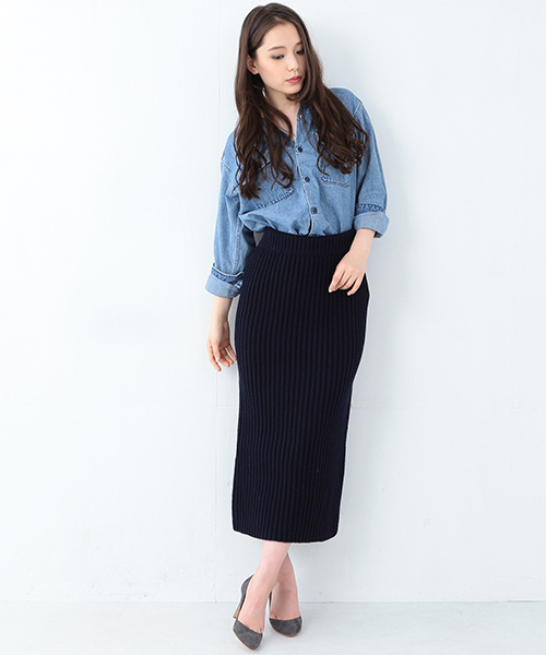 Demi-Luxe BEAMS(デミルクス ビームス)の「●【VERY11月号掲載】MADISONBLUE / リブ タイトロングスカート(スカート・レディース・オフホワイト/ネイビー・0/1)」の15枚目の写真