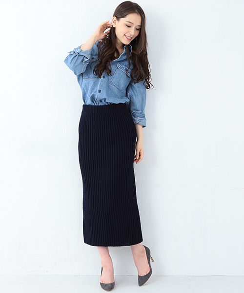Demi-Luxe BEAMS(デミルクス ビームス)の「●【VERY11月号掲載】MADISONBLUE / リブ タイトロングスカート(スカート・レディース・オフホワイト/ネイビー・0/1)」の16枚目の写真