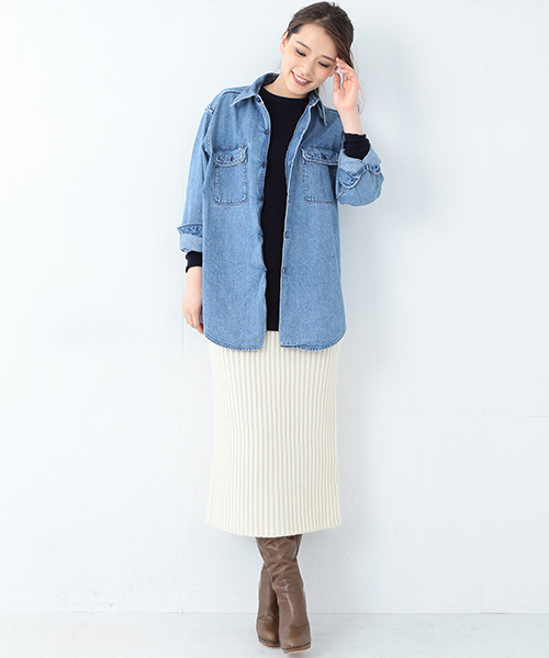 Demi-Luxe BEAMS(デミルクス ビームス)の「●【VERY11月号掲載】MADISONBLUE / リブ タイトロングスカート(スカート・レディース・オフホワイト/ネイビー・0/1)」の3枚目の写真