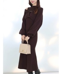 MERCURYDUO | チェーン付カーデセットニットワンピース(ワンピース)