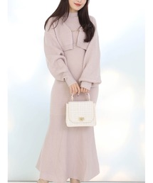 MERCURYDUO | チェーン付カーデセットニットワンピース(ワンピース)