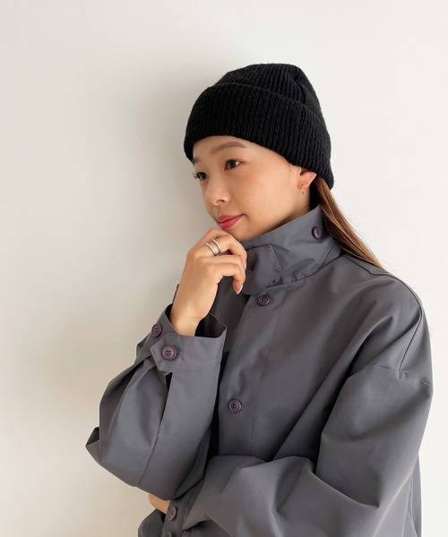 CANAL JEAN（キャナルジーン）の「El mar　BASICリブニットCAP（ニットキャップ/ビーニー・レディース・ベージュ/ブラック/ヘザーグレー・ONE SIZE）」の2枚目の写真