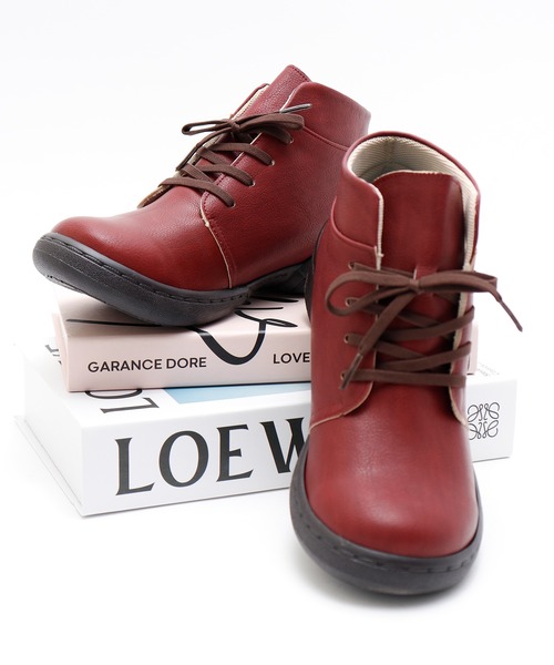 Re:getA(リゲッタ)の「レースアップロゴショートブーツ(ブーツ・レディース・ダークブラウン/ブラック/ワイン/キャメル・M/S)」の4枚目の写真